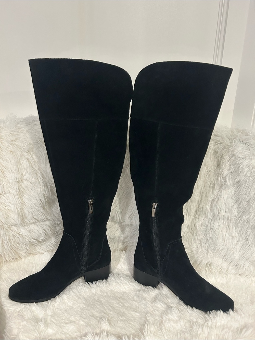 Vince Camuto Kochelda 2 Black Suede Wide Calf Over the Knee Boots - women’s 7.5